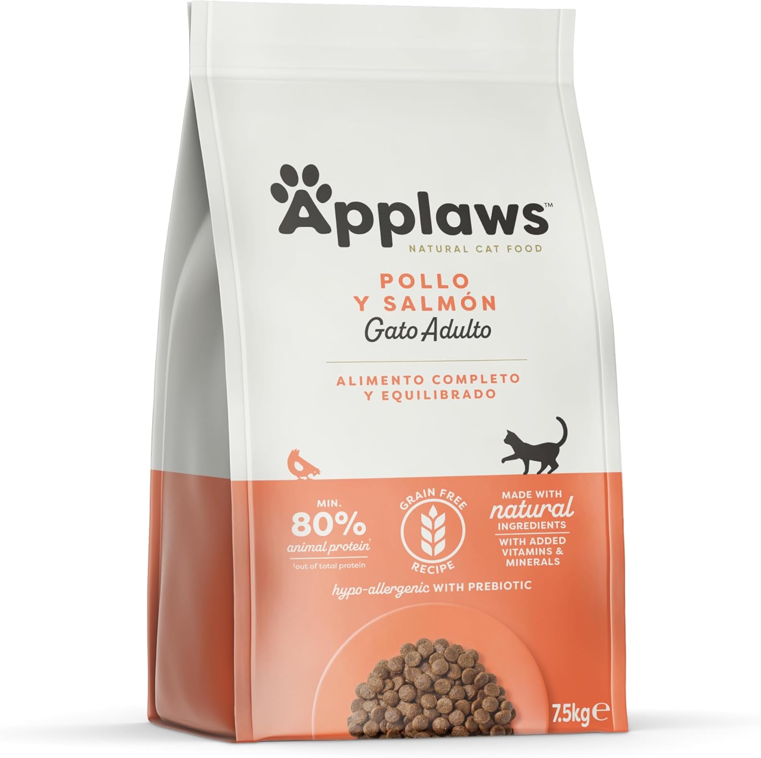 Pienso seco Applaws para Gatos Adultos, Pollo con salmón, 7,5 kg (1 Bolsa)