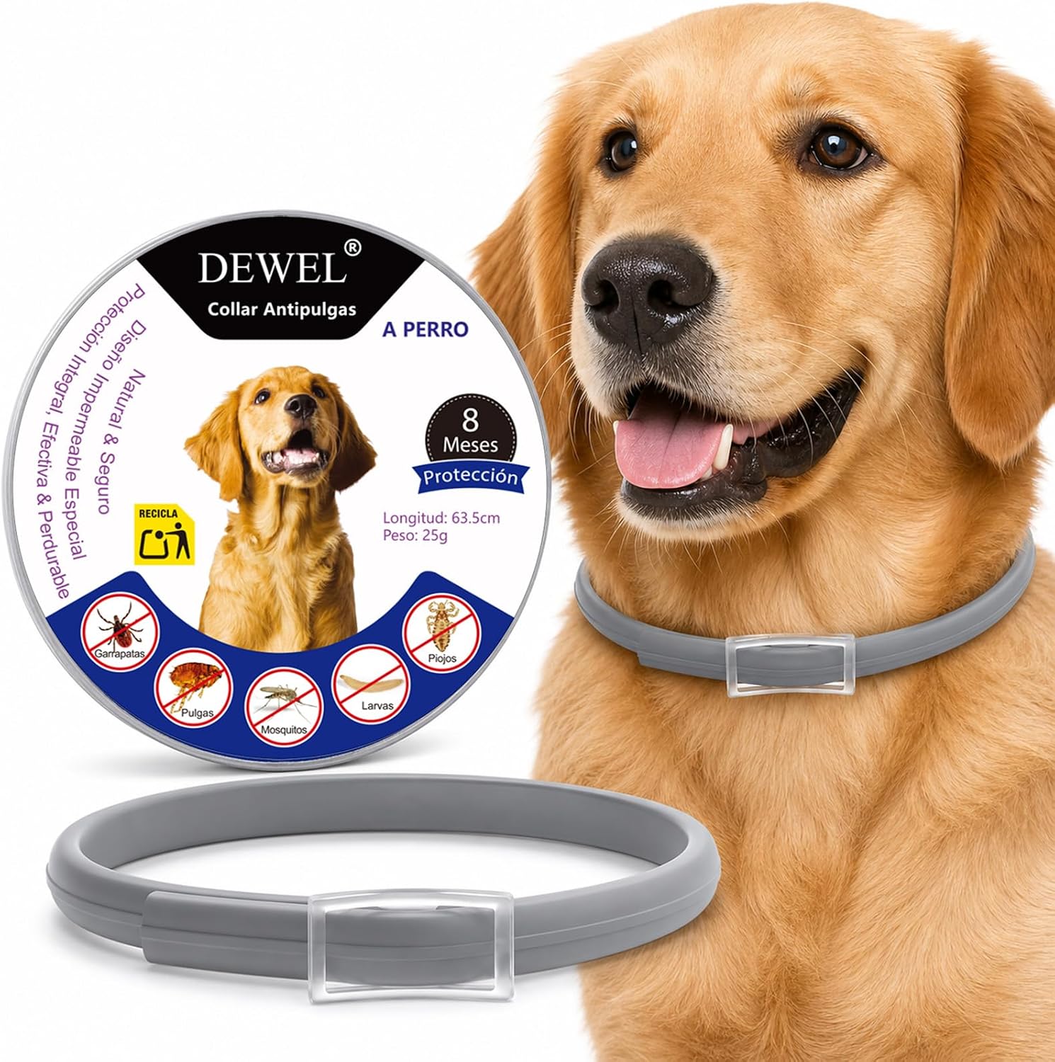 Seresto Collar Antiparasitario para Perros de más de 8 kg - Protección 8 Meses