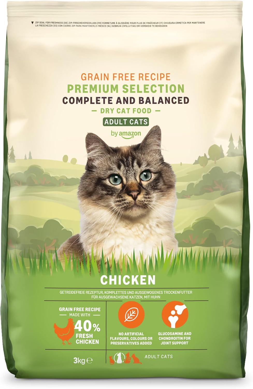 by Amazon Alimento seco para Gatos Adultos con Pollo Fresco, Receta