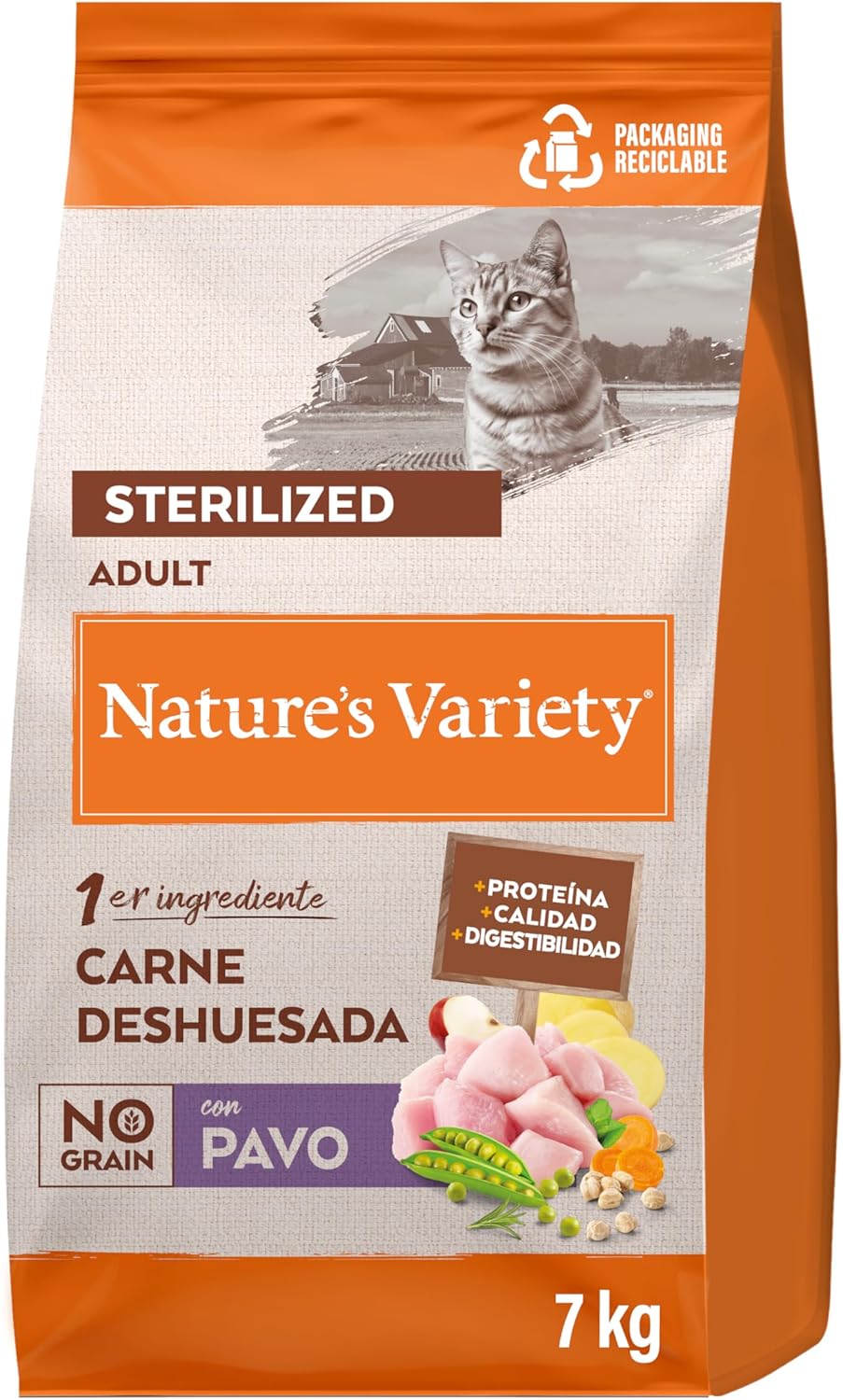Natures Variety No Grain Pienso para Gatos Esterilizados con Pavo - 7kg