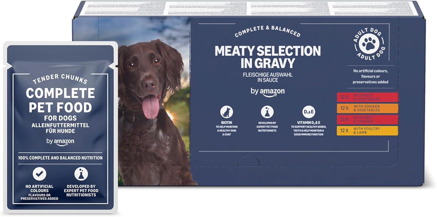 by Amazon Alimento Completo para Perros Adultos - Selección de Carne en Salsa
