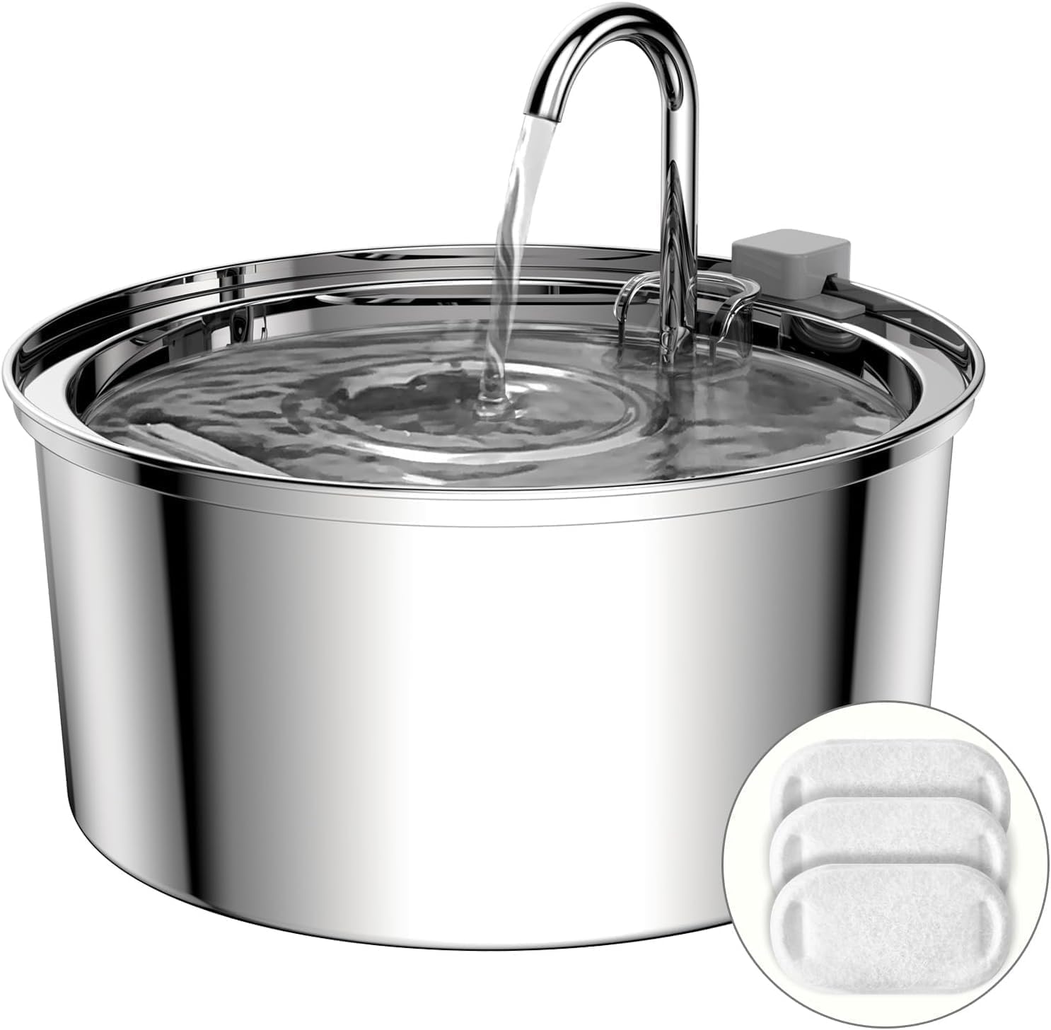 TOMXCUTE Fuente Gatos 3,2L Acero Inoxidable para Gatos y Perros – Salida tipo