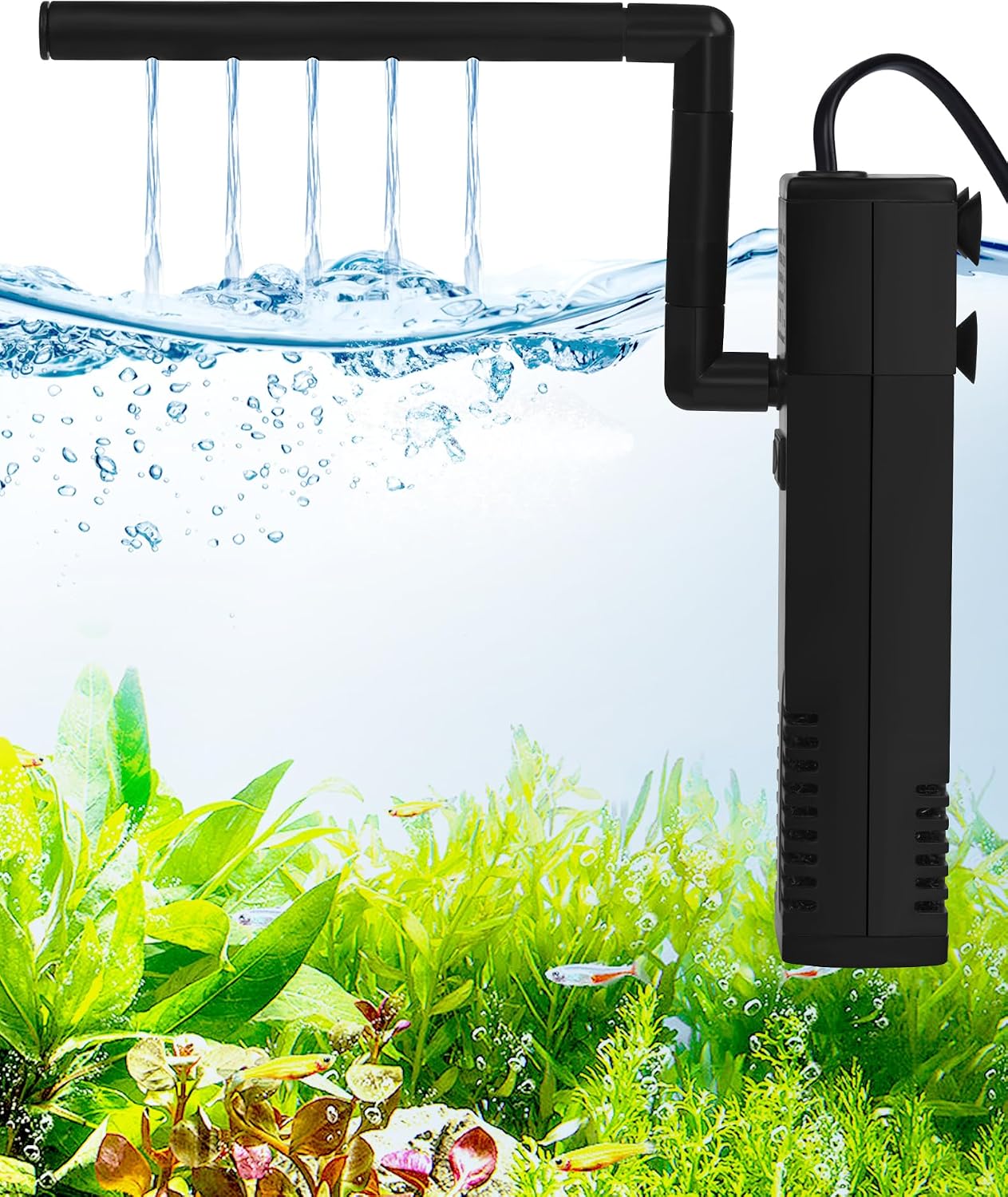 Filtro para Acuario 60L Flujo 300L/H 4W con Carbón Activado Filtro Interno