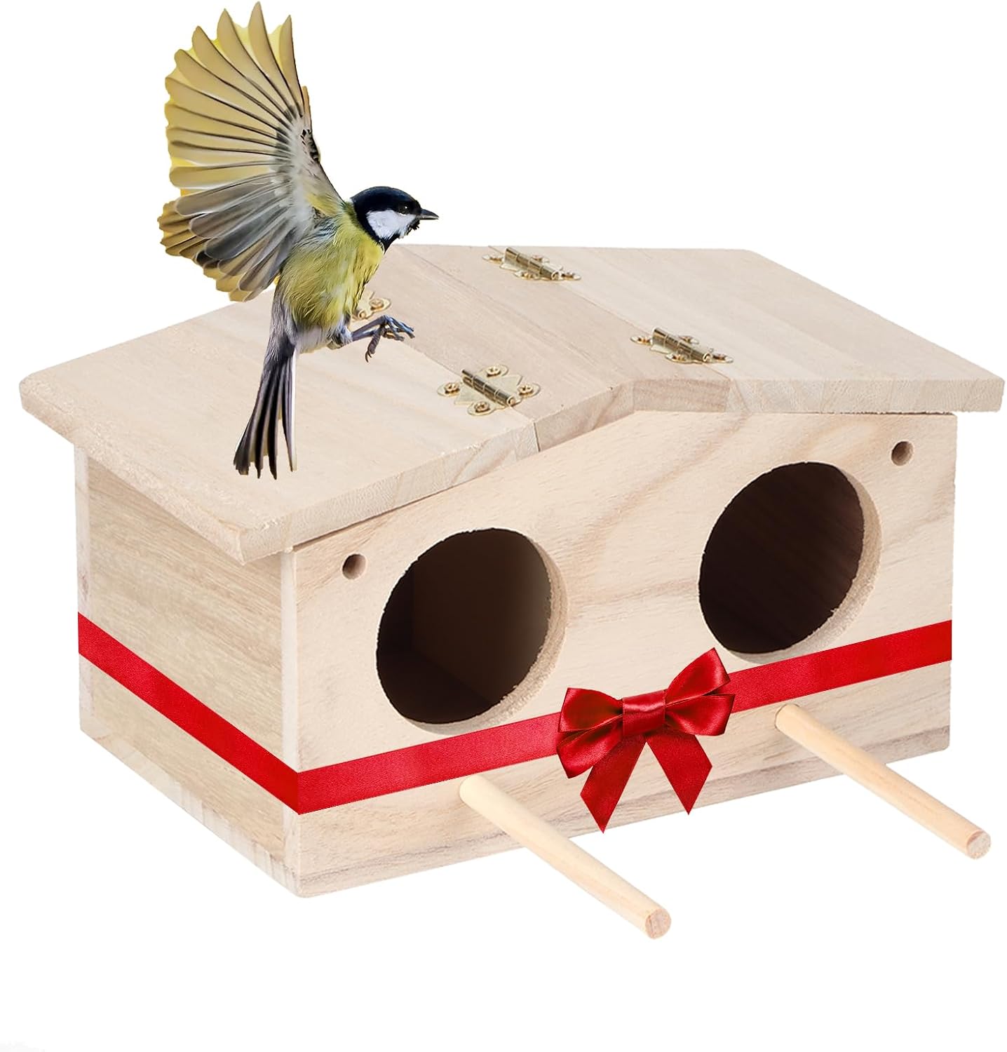 mumisuto Casa Pajaros Exterior de Madera con Puerta de Doble Agujero – Nido