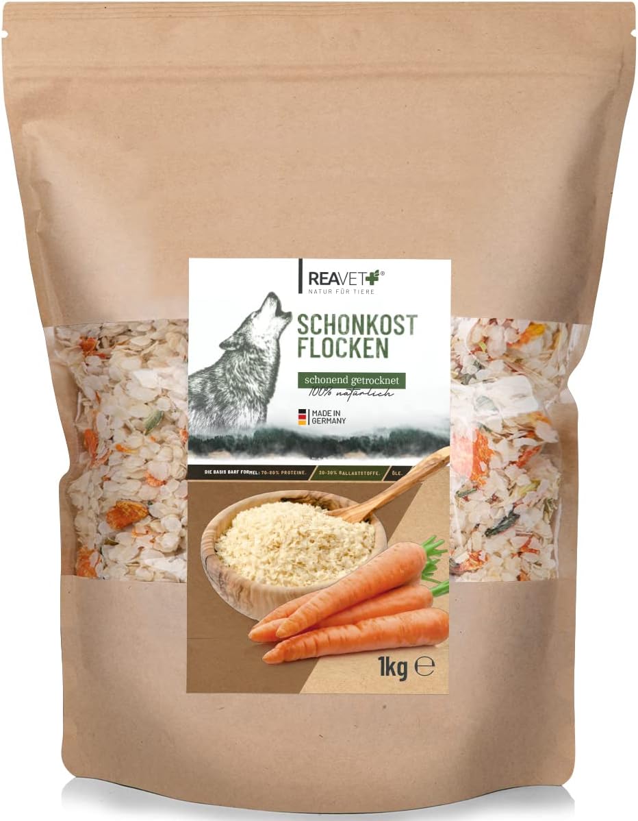 ReaVET Comida ligera para perros 1 kg – Barf Copos Alimentos ligeros aditivos