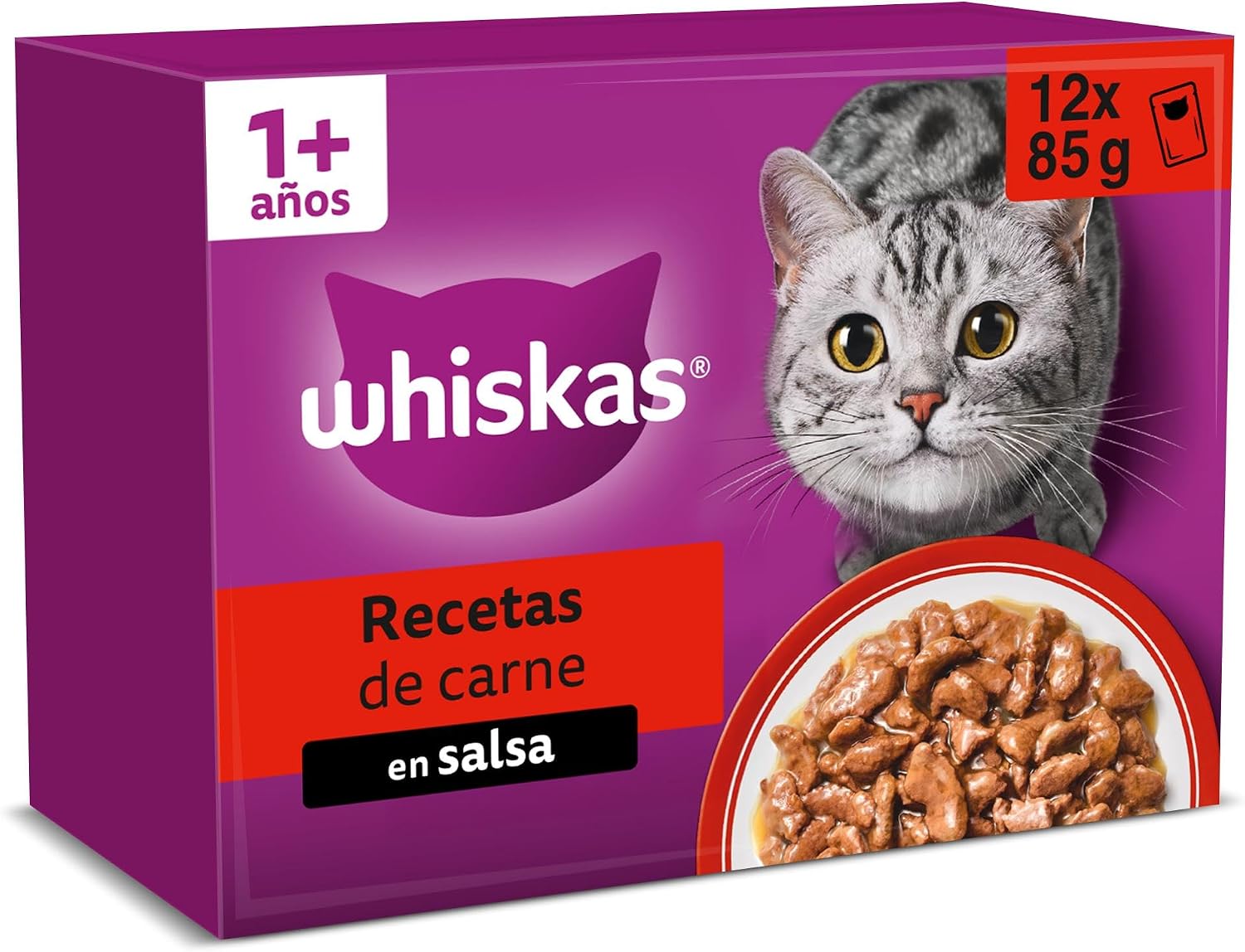 WHISKAS Duo Comida húmeda en Salsa Gatos Adultos Comb. Clásicas - 4 x 12