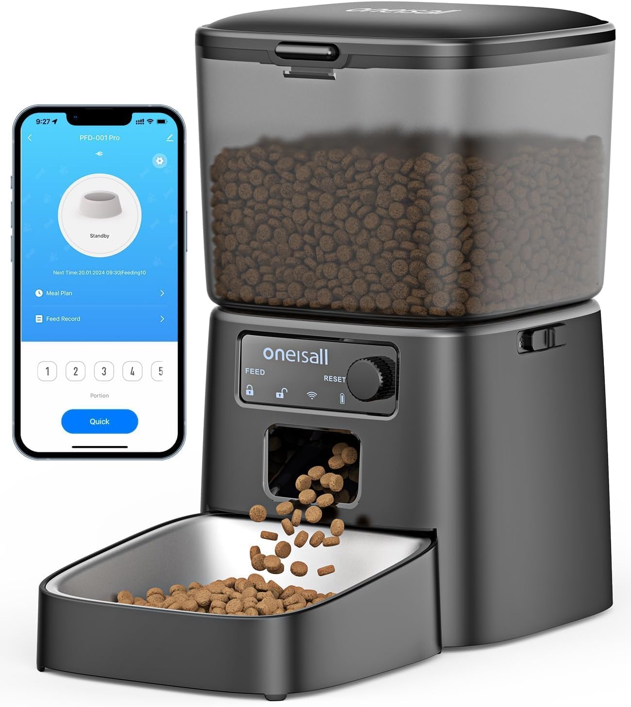 oneisall 3.5L Comedero automático para Gatos, Comedero Inteligente WiFi