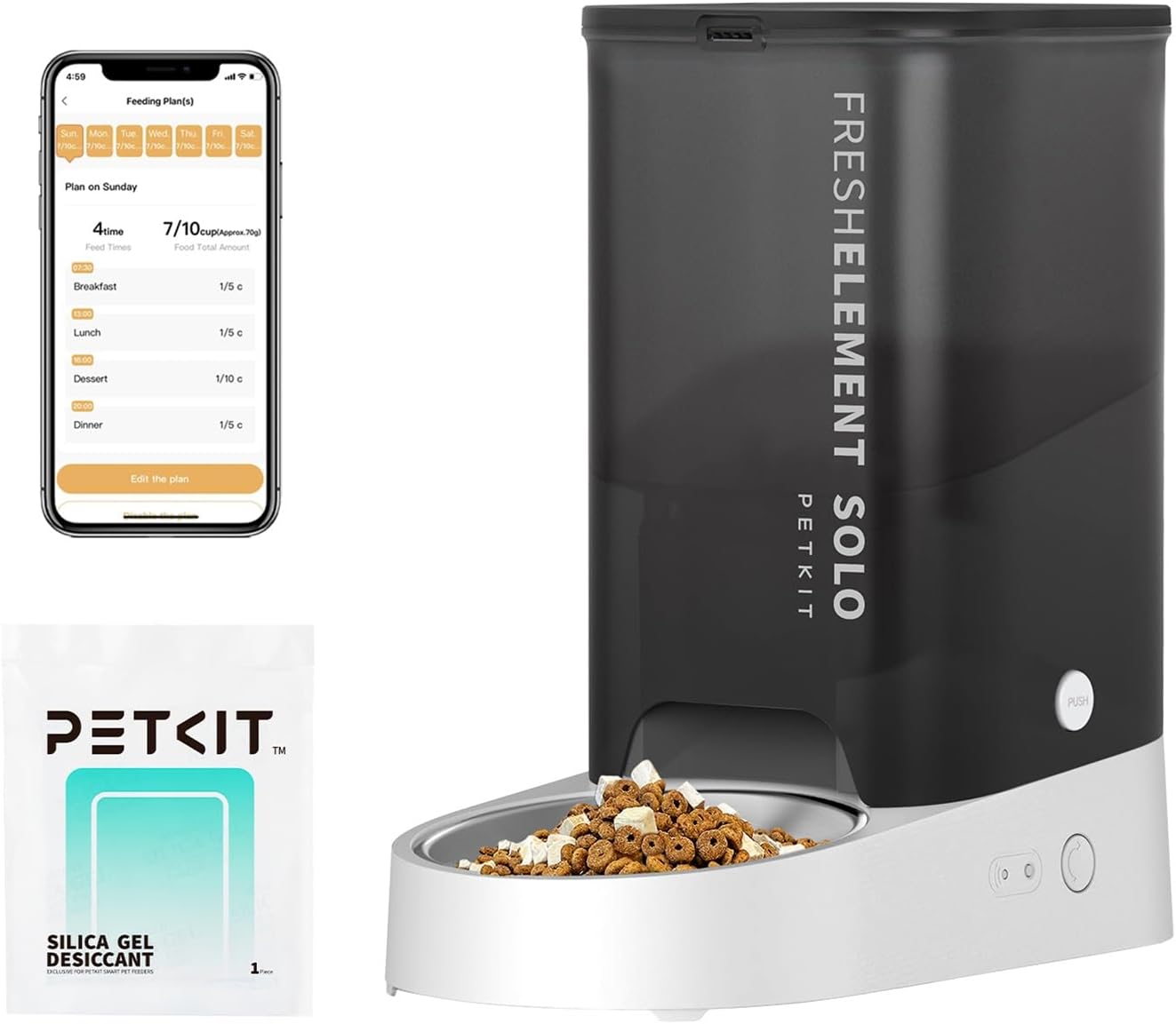 PETKIT Comedero Gato Automatico, 2.4G WiFi, 3L Dispensador Comida Gatos/Perros