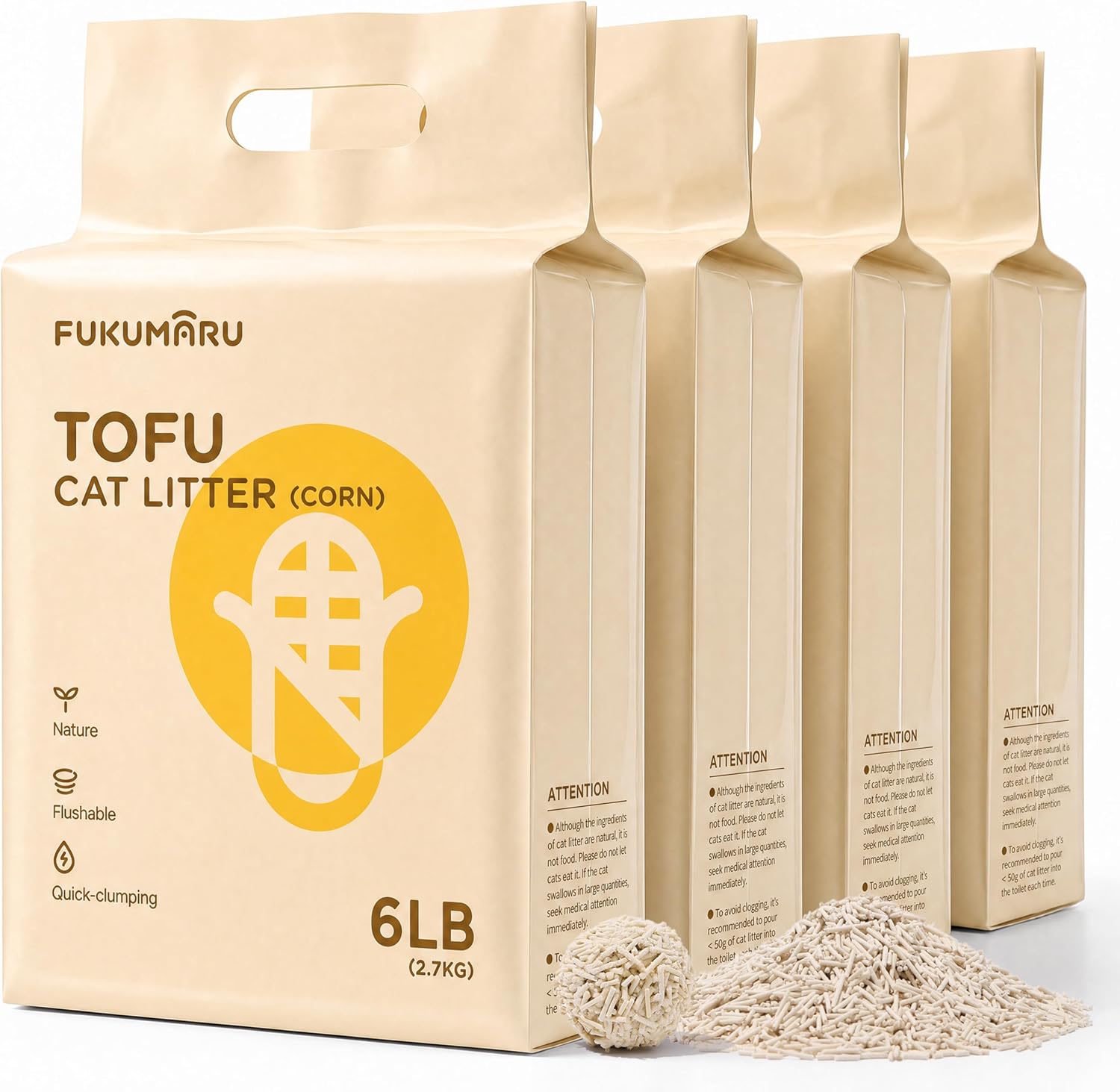 FUKUMARU Arena de Tofu para Gatos 10.8kg - Arena aglomerante para Gatos, Mezcla