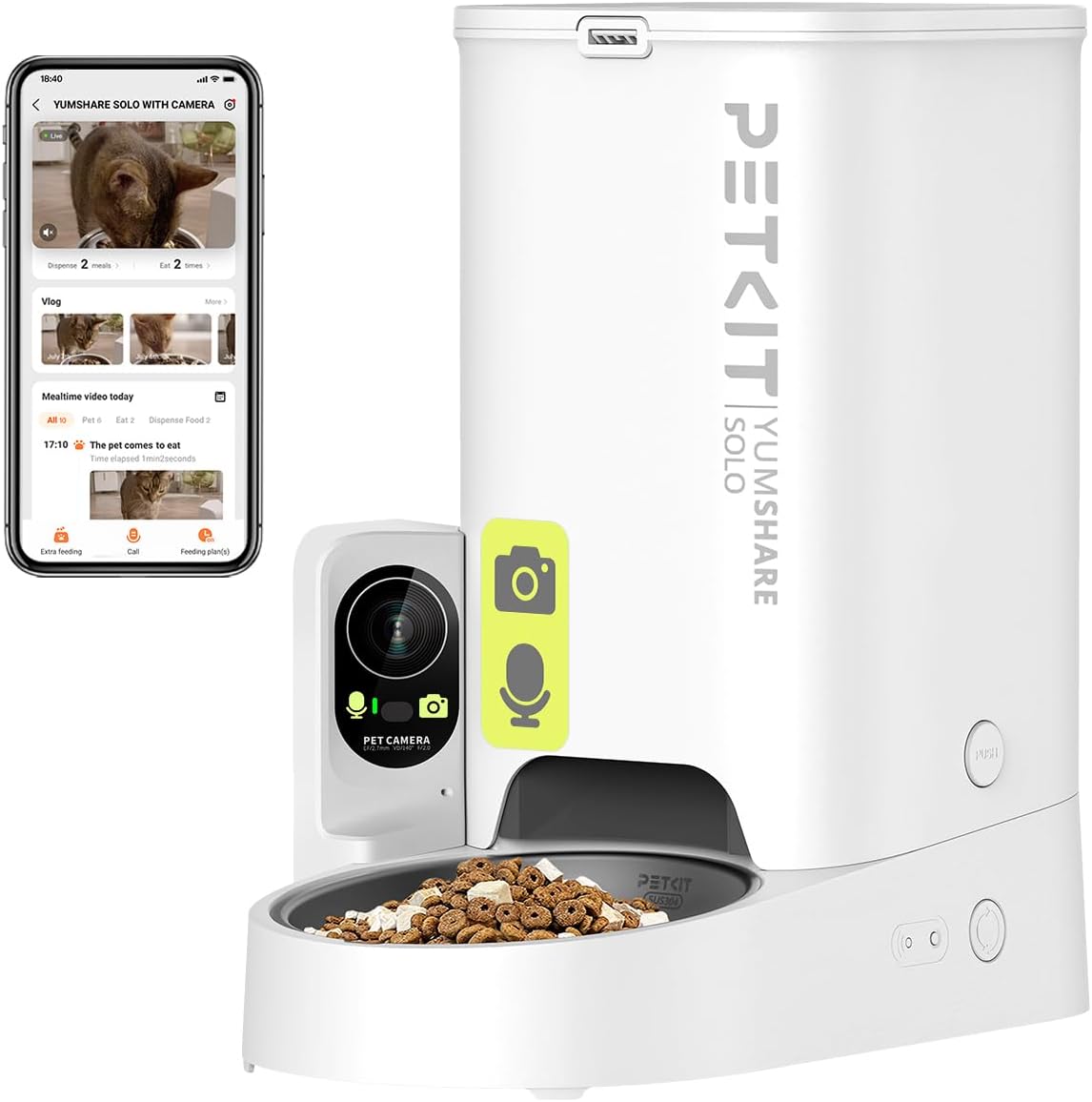 PETKIT Comedero Gato Automatico con Cámara, 1080P HG, Función AI, Dispensador