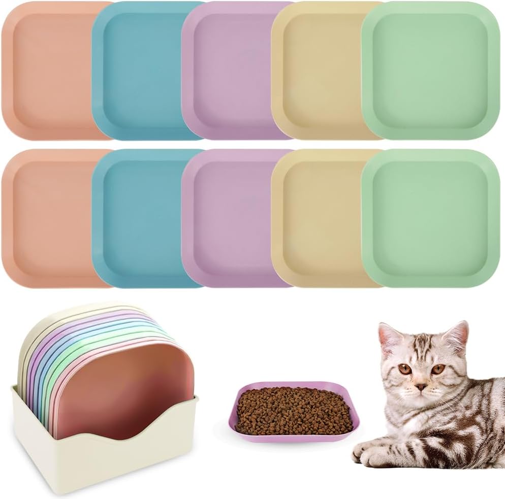 Comederos para Gatos, 10 Piezas Platos Poco Profundos,B – para Mascotas