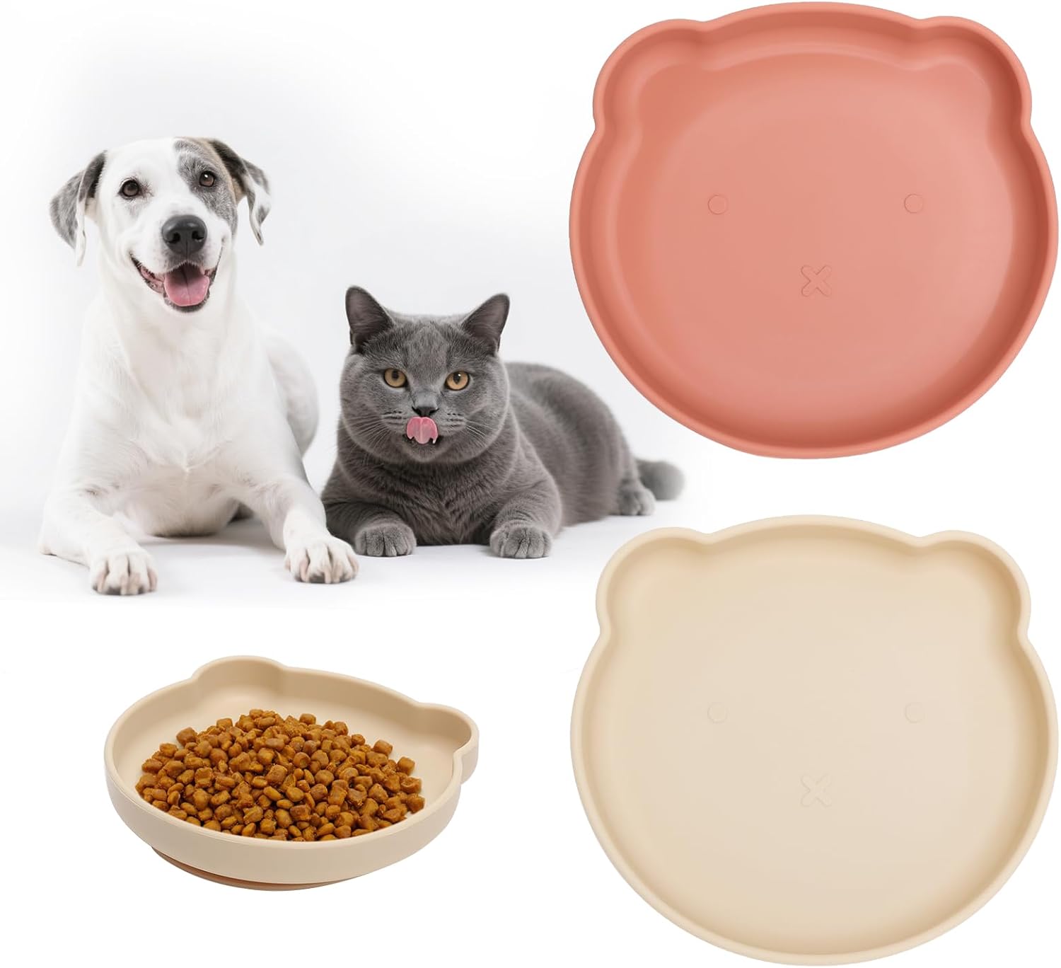 Comedero Plano de Silicona para Gatos, 2 Unidades Comedero para PerrosComedero