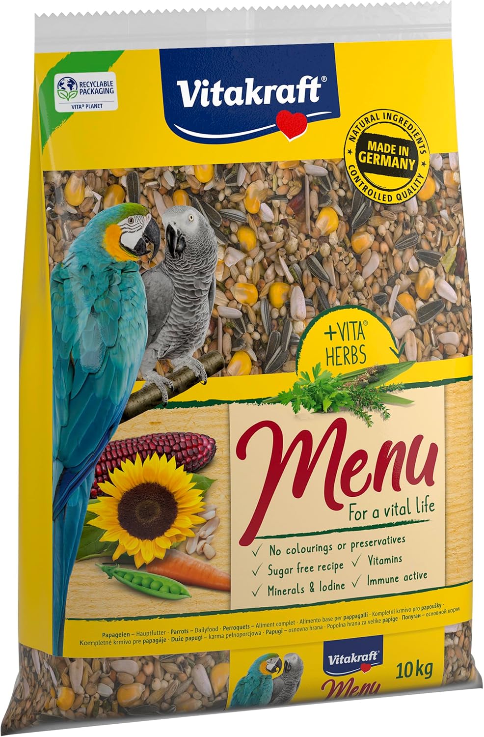 Vitakraft Menú 10 kg, alimento Principal para Loros, con vitaminas