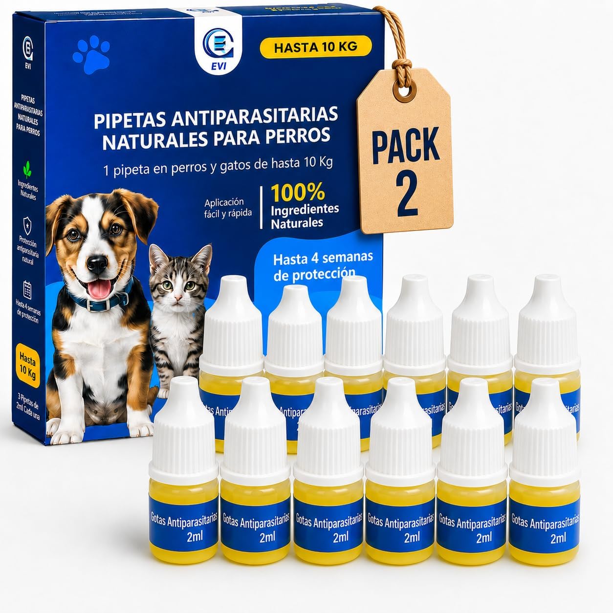 CE EVI Pipetas Antiparasitarias Perros Pequeños y Gatos hasta 10 kg Pack 12