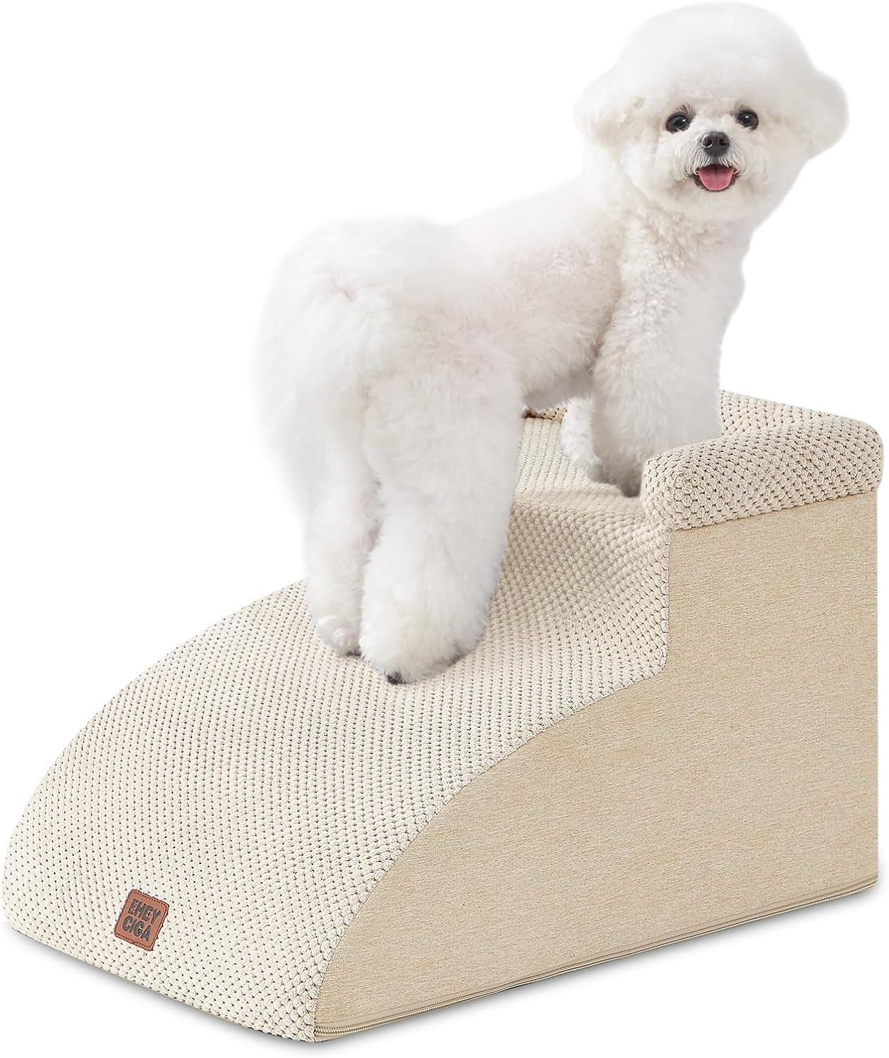 EHEYCIGA Escalera Perros 2 Peldaños, Rampa Perro Cama y Sofá, Beige – Espuma