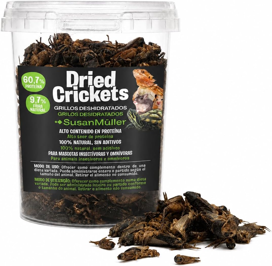 Grillos Deshidratados 70 g para Reptiles, Tortugas, Aves Insectívoras
