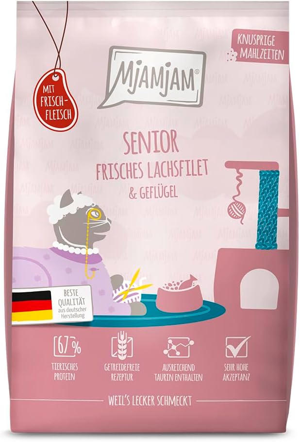 MjAMjAM - Pienso seco Premium para Gatos - Comidas crujientes - Senior - Filete
