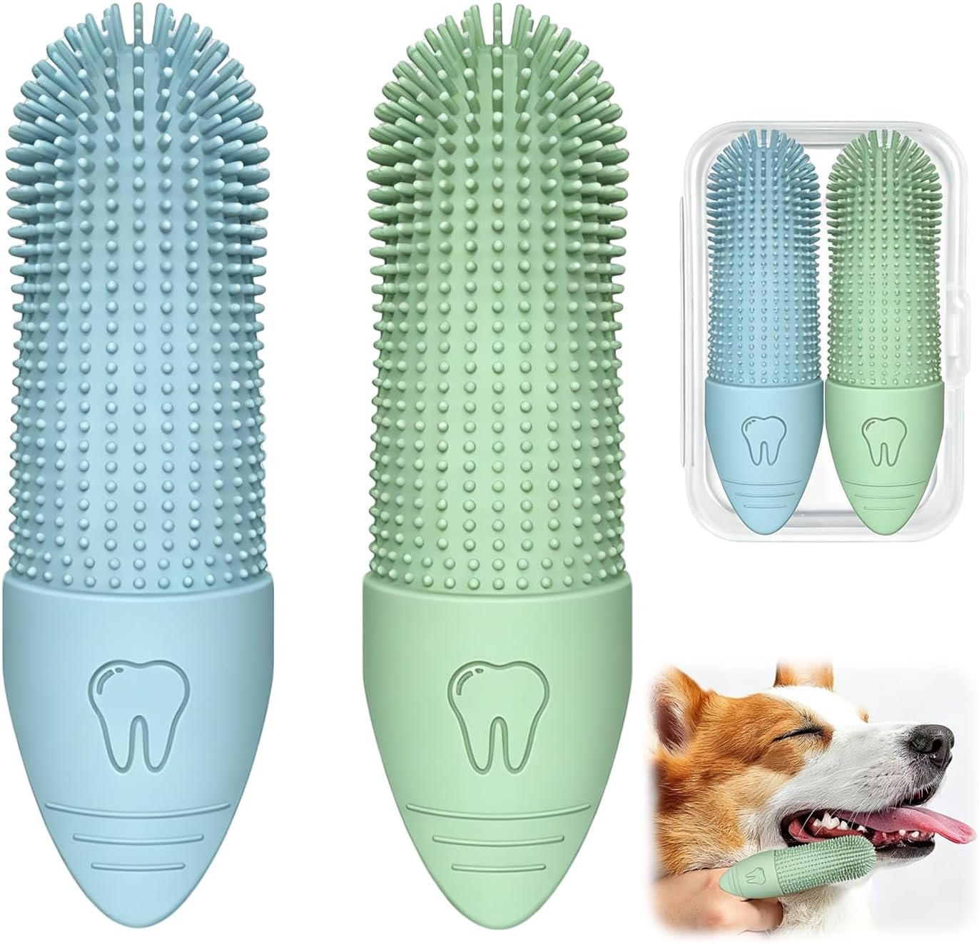 2 uds. cepillo dental de silicona para dedos, para perros y gatos, cerdas